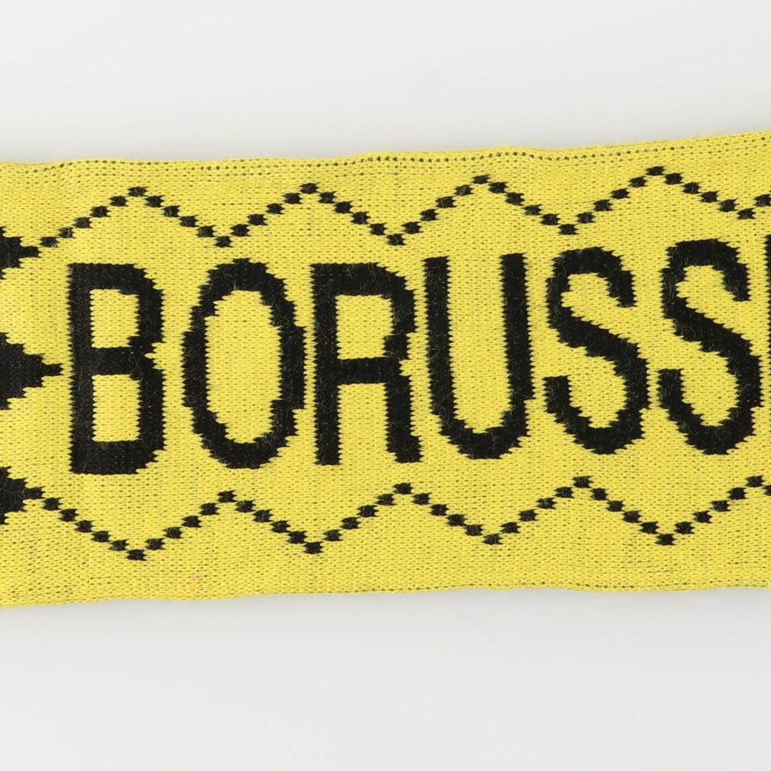 BUNDESLIGA BORUSSIA DORTMUND all-over print soccer scarf, made in the UK acrylic yellow type Vintage Second Hand