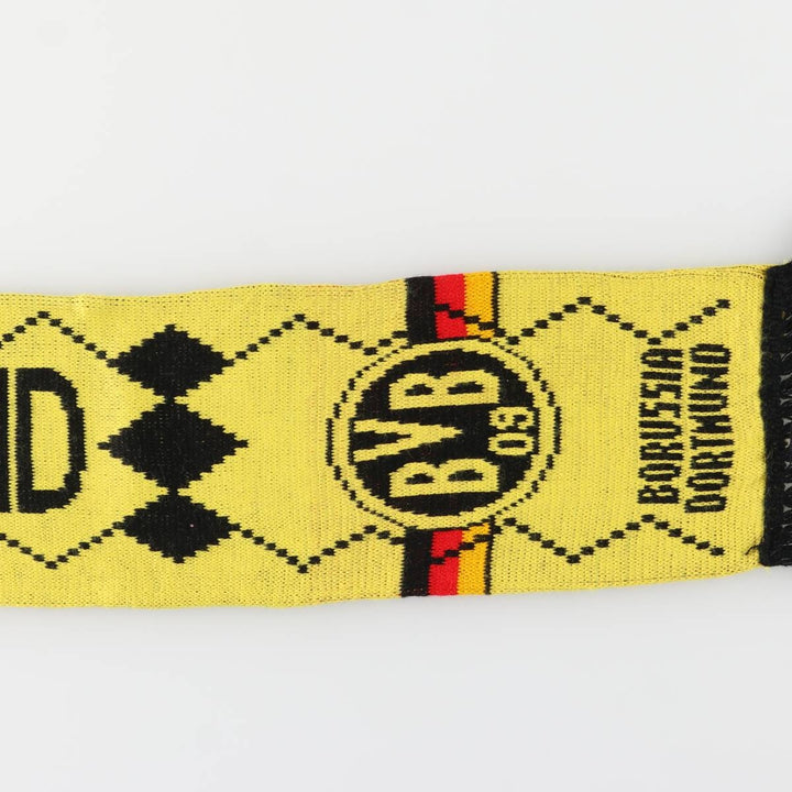 BUNDESLIGA BORUSSIA DORTMUND all-over print soccer scarf, made in the UK acrylic yellow type Vintage Second Hand