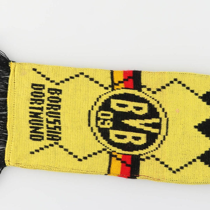 BUNDESLIGA BORUSSIA DORTMUND all-over print soccer scarf, made in the UK acrylic yellow type Vintage Second Hand
