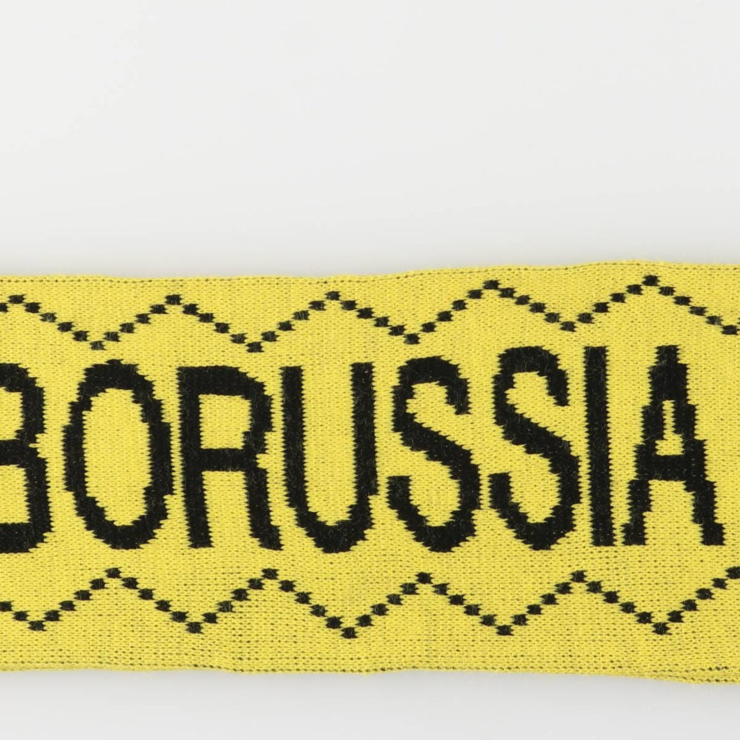BUNDESLIGA BORUSSIA DORTMUND all-over print soccer scarf, made in the UK acrylic yellow type Vintage Second Hand