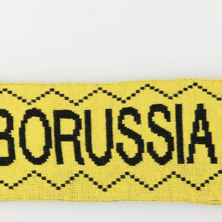 BUNDESLIGA BORUSSIA DORTMUND all-over print soccer scarf, made in the UK acrylic yellow type Vintage Second Hand