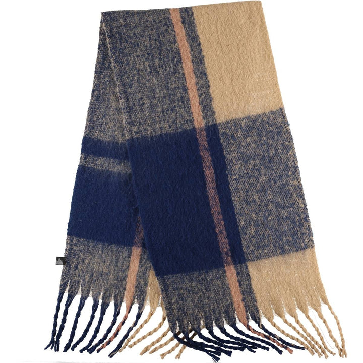 D and Y Check Pattern Acrylic Scarf acrylic Beige type Vintage Second Hand