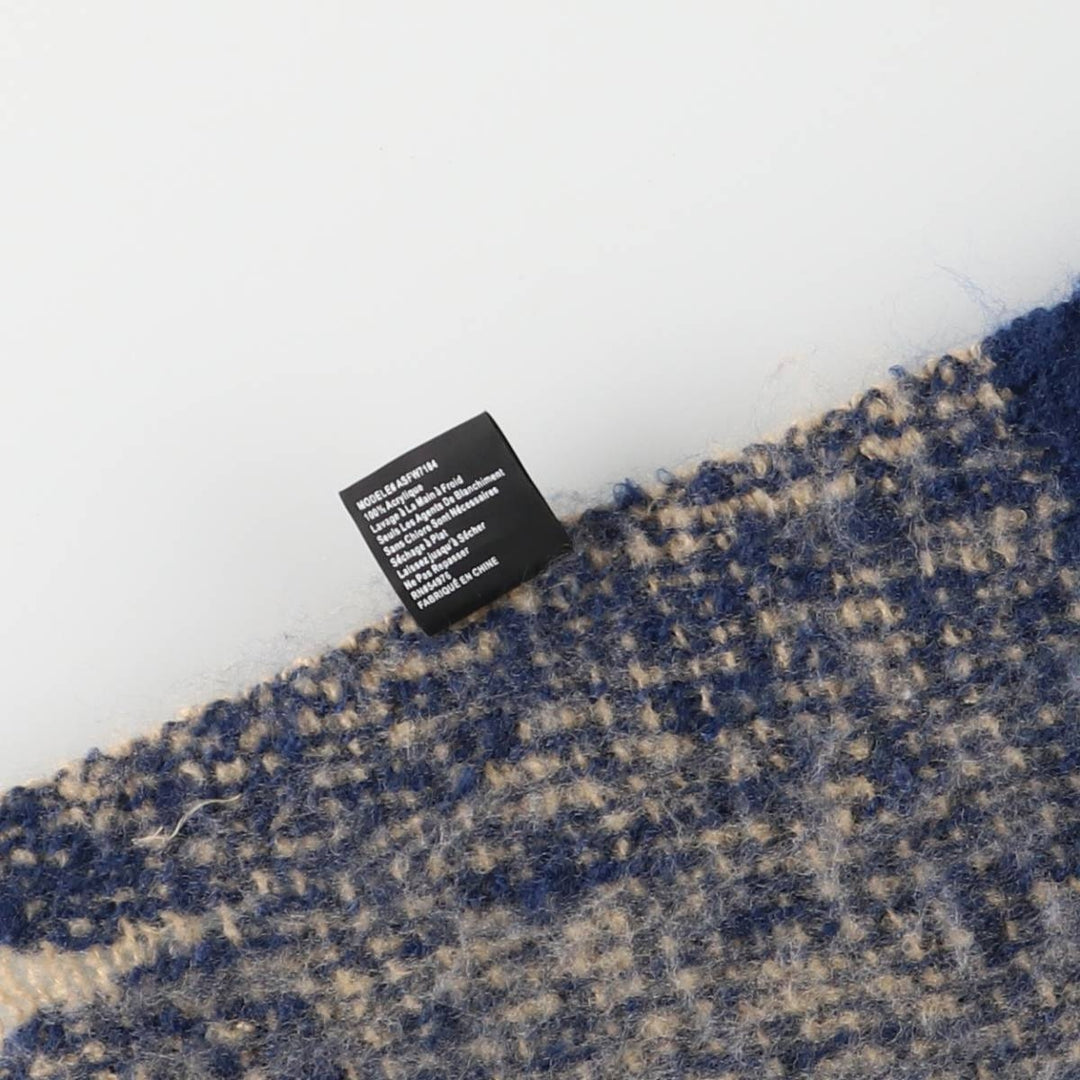 D and Y Check Pattern Acrylic Scarf acrylic Beige type Vintage Second Hand