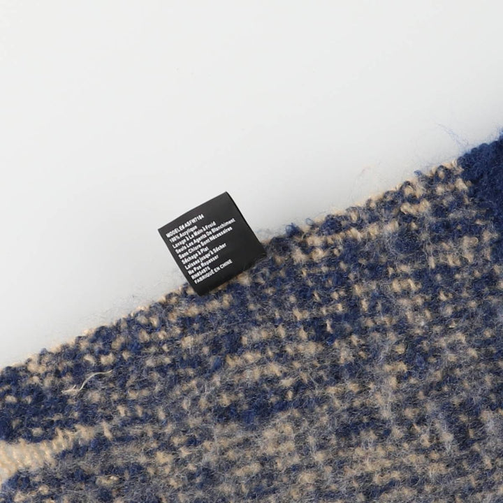 D and Y Check Pattern Acrylic Scarf acrylic Beige type Vintage Second Hand