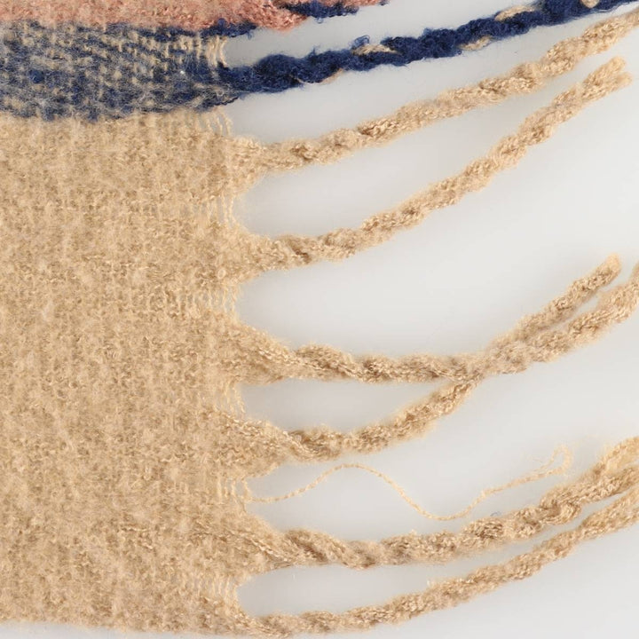 D and Y Check Pattern Acrylic Scarf acrylic Beige type Vintage Second Hand