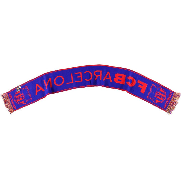 LA LIGA FC BARCELONA all-over print soccer scarf, made in Spain polyester yellow type Vintage Second Hand