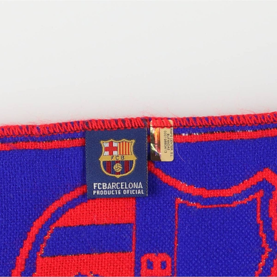 LA LIGA FC BARCELONA all-over print soccer scarf, made in Spain polyester yellow type Vintage Second Hand