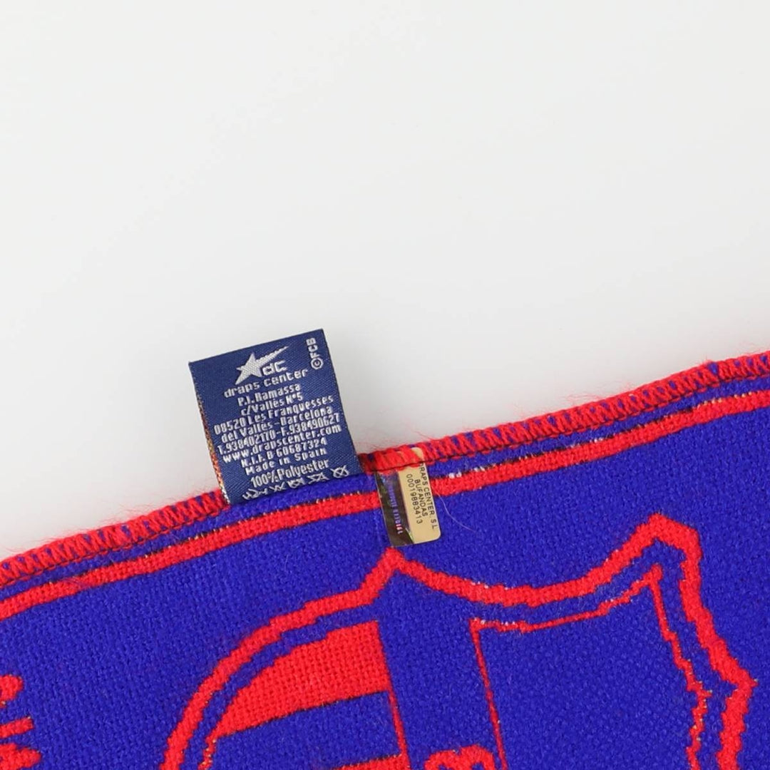 LA LIGA FC BARCELONA all-over print soccer scarf, made in Spain polyester yellow type Vintage Second Hand