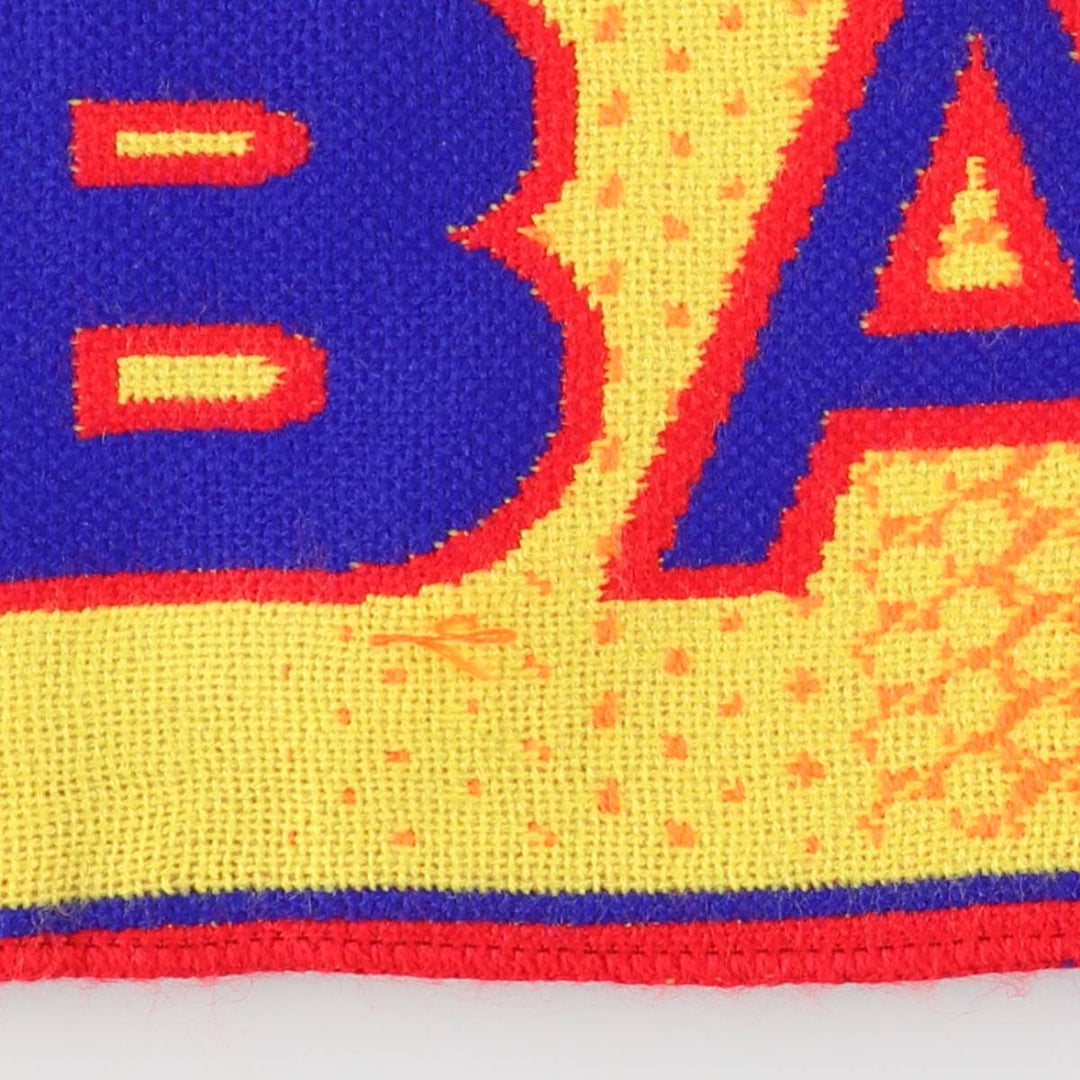 LA LIGA FC BARCELONA all-over print soccer scarf, made in Spain polyester yellow type Vintage Second Hand