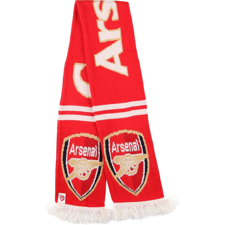 Premier League Arsenal FC all-over soccer scarf, made in the UK acrylic red type Vintage Second Hand