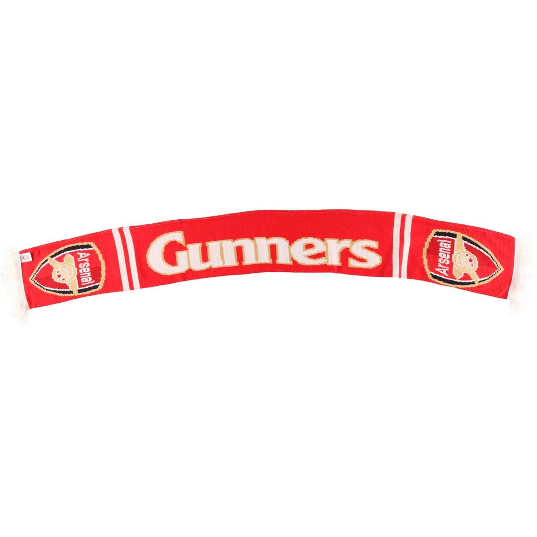 Premier League Arsenal FC all-over soccer scarf, made in the UK acrylic red type Vintage Second Hand