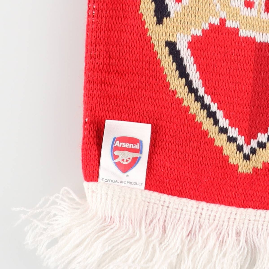 Premier League Arsenal FC all-over soccer scarf, made in the UK acrylic red type Vintage Second Hand