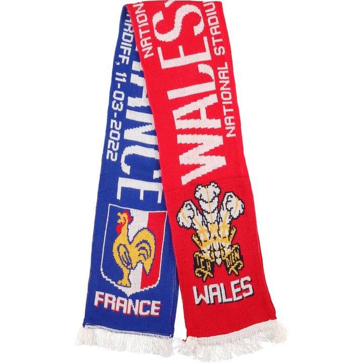 All-over print acrylic scarf, made in the UK acrylic blue type Vintage Second Hand