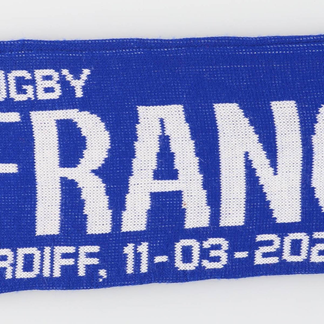 All-over print acrylic scarf, made in the UK acrylic blue type Vintage Second Hand