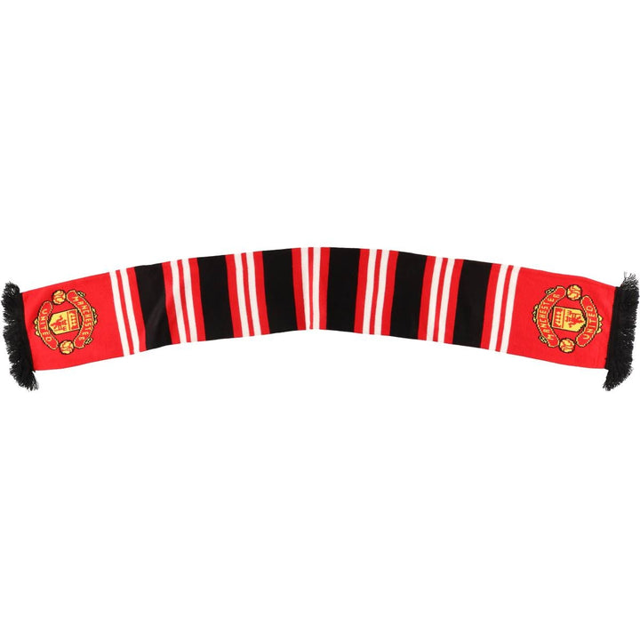 Premier League Manchester United FC striped soccer scarf, made in the UK acrylic red type Vintage Second Hand