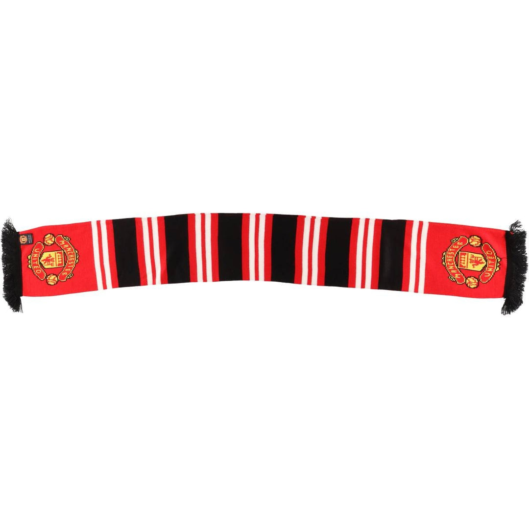 Premier League Manchester United FC striped soccer scarf, made in the UK acrylic red type Vintage Second Hand