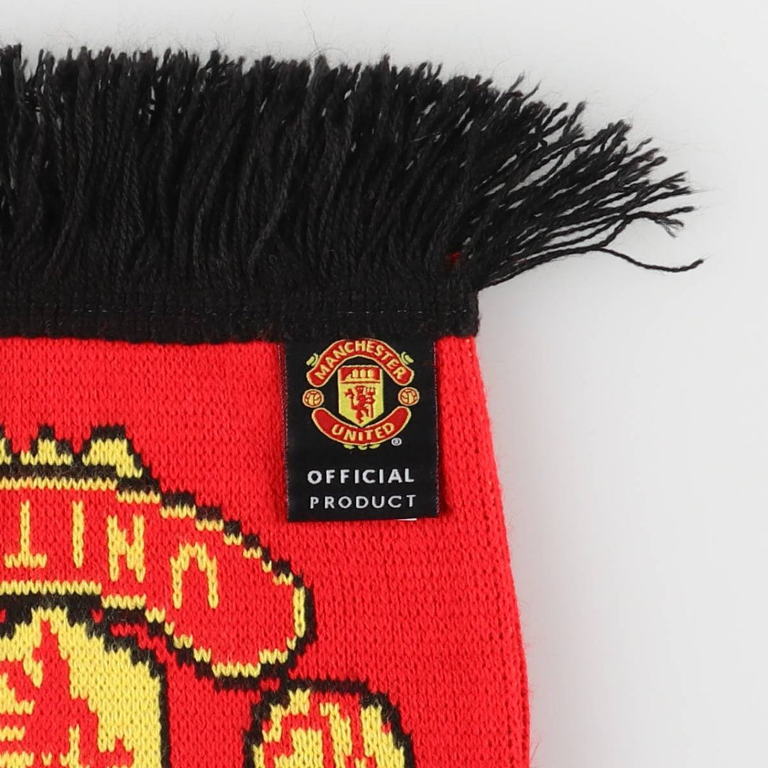 Premier League Manchester United FC striped soccer scarf, made in the UK acrylic red type Vintage Second Hand