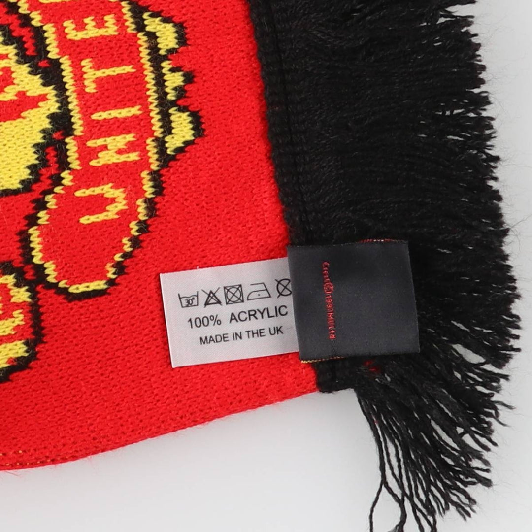 Premier League Manchester United FC striped soccer scarf, made in the UK acrylic red type Vintage Second Hand