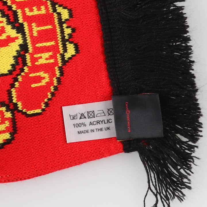 Premier League Manchester United FC striped soccer scarf, made in the UK acrylic red type Vintage Second Hand