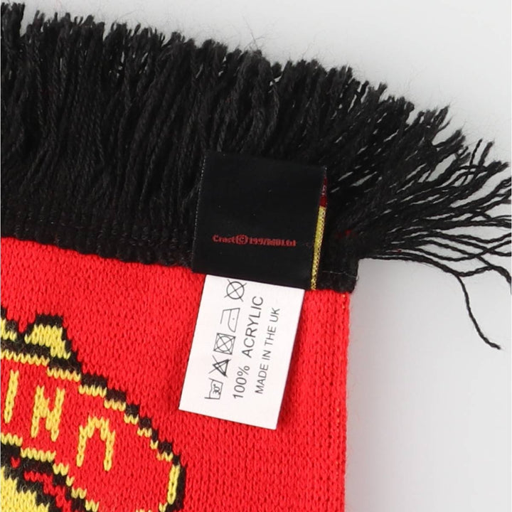 Premier League Manchester United FC striped soccer scarf, made in the UK acrylic red type Vintage Second Hand