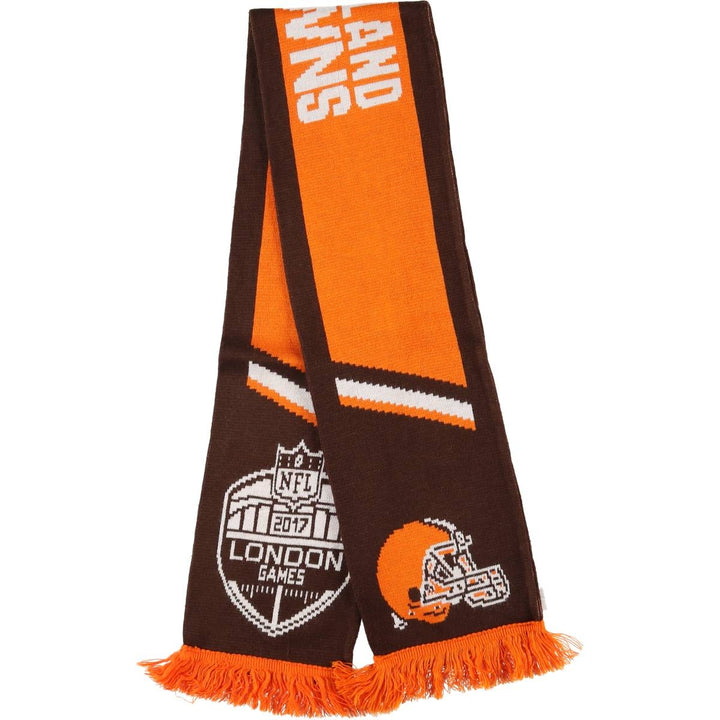 NFL CLEVELAND BROWNS Cleveland Browns all-over print acrylic scarf, made in England acrylic brown type Vintage Second Hand