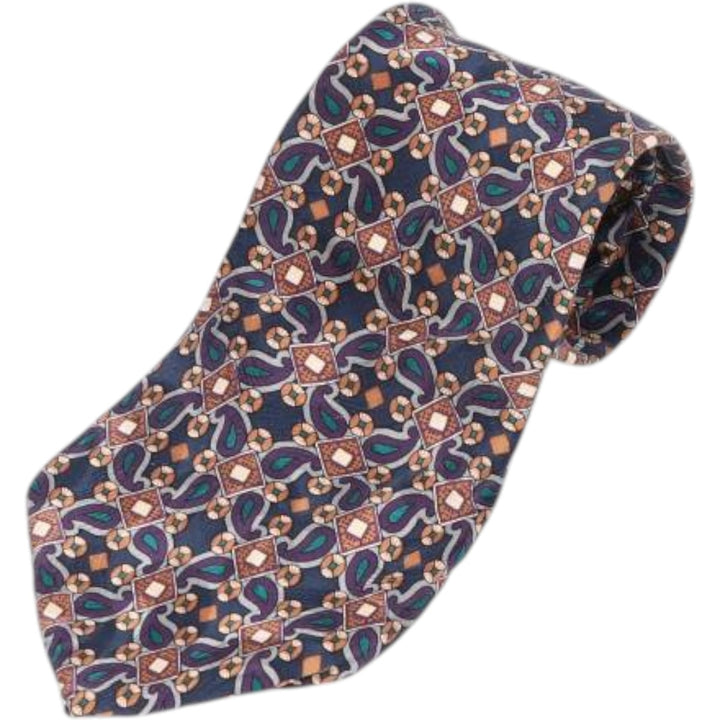 Christian Dior MONSIEUR all-over print tie, made in the USA silk navy blue type Vintage Second Hand