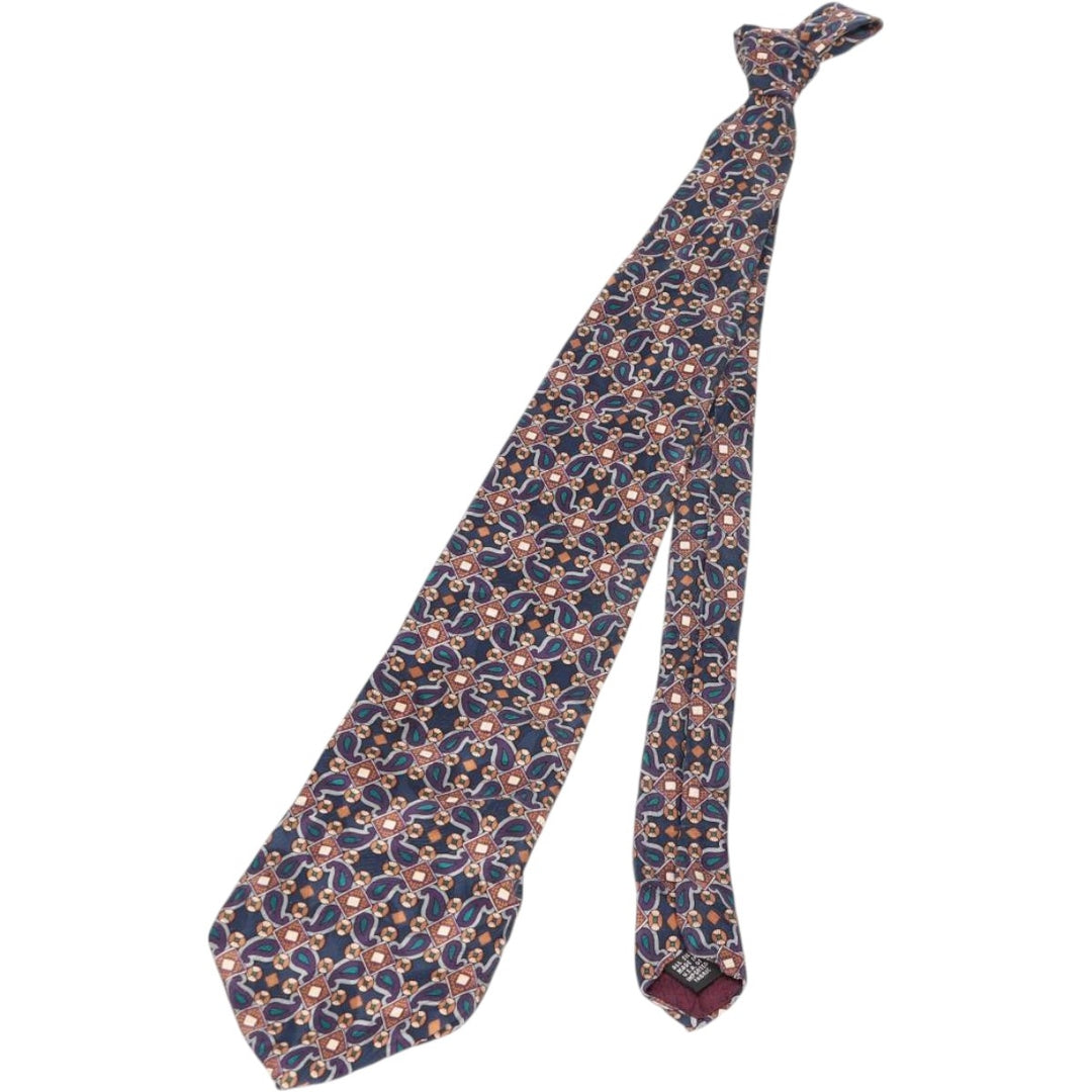 Christian Dior MONSIEUR all-over print tie, made in the USA silk navy blue type Vintage Second Hand