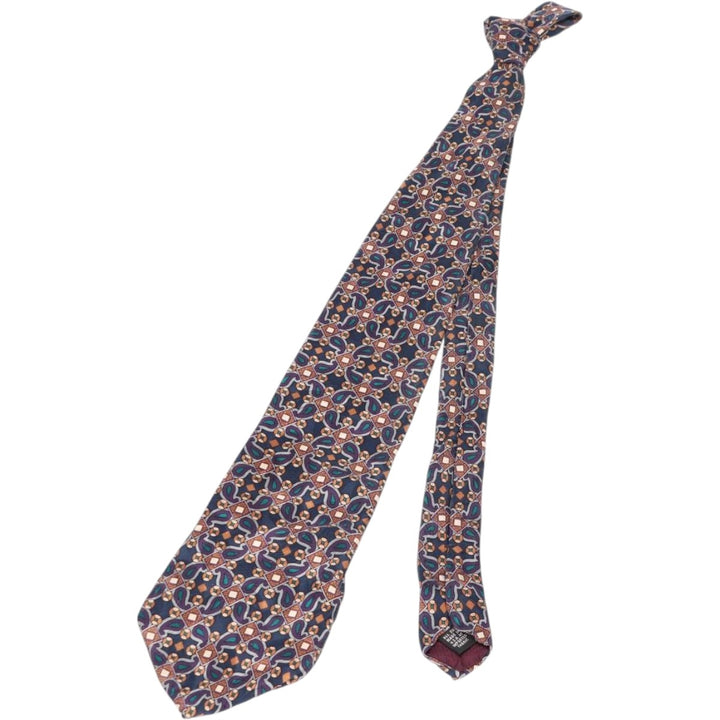 Christian Dior MONSIEUR all-over print tie, made in the USA silk navy blue type Vintage Second Hand