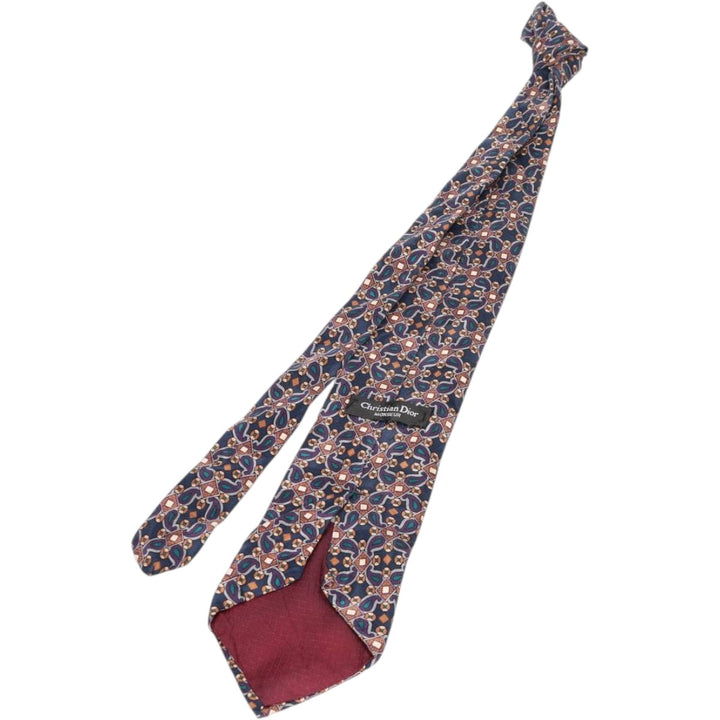 Christian Dior MONSIEUR all-over print tie, made in the USA silk navy blue type Vintage Second Hand