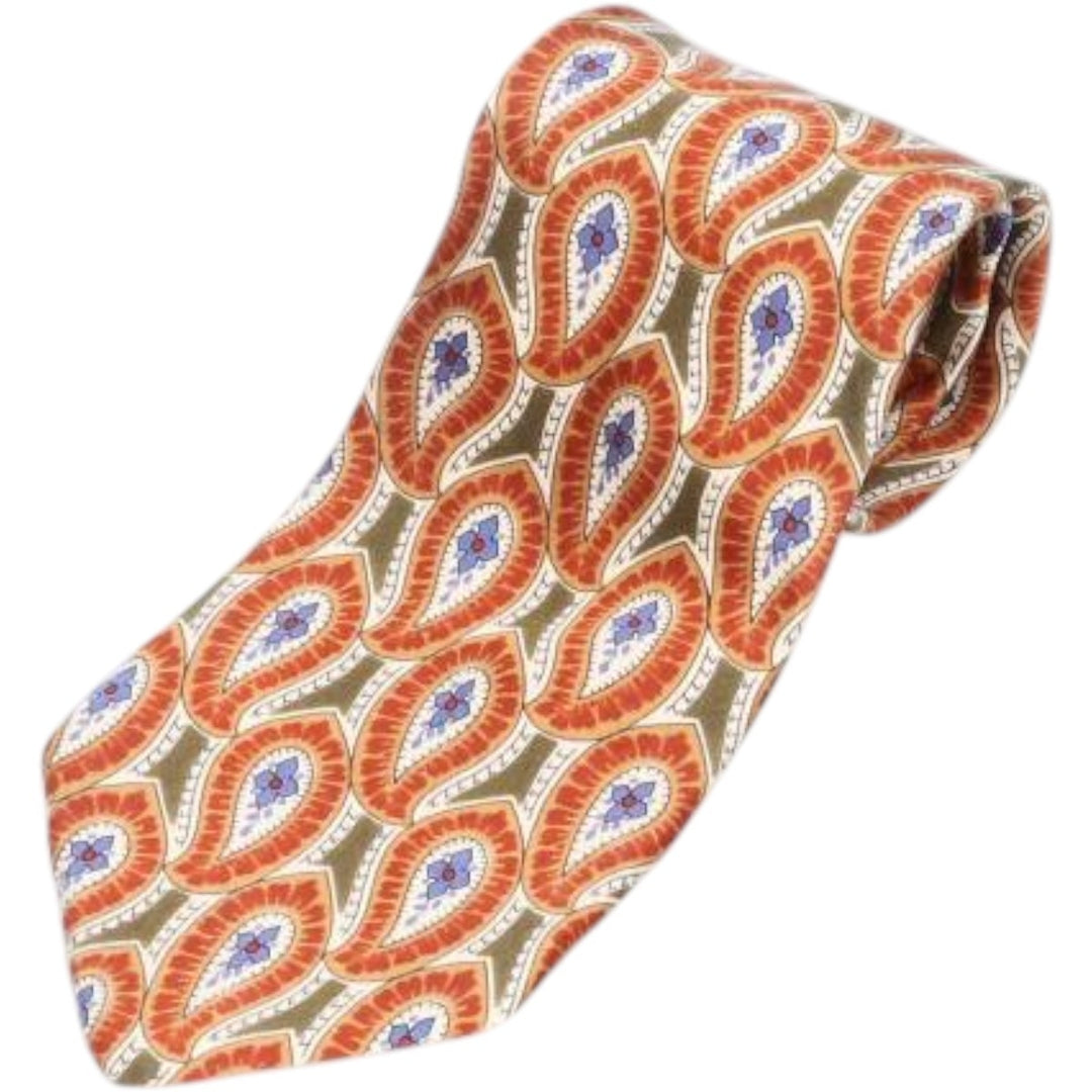 Christian Dior MONSIEUR all-over print tie, made in the USA silk brown type Vintage Second Hand