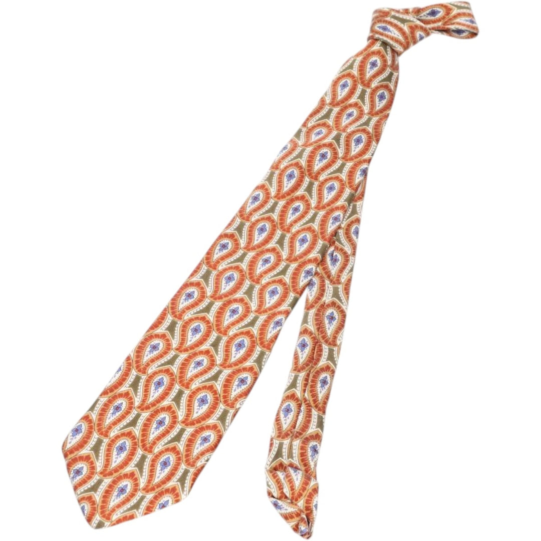 Christian Dior MONSIEUR all-over print tie, made in the USA silk brown type Vintage Second Hand