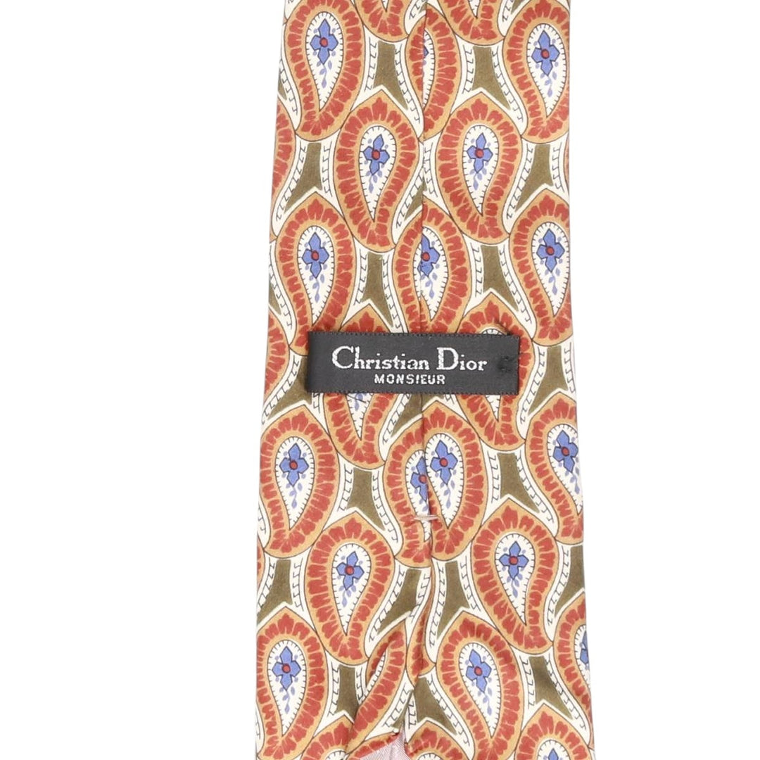 Christian Dior MONSIEUR all-over print tie, made in the USA silk brown type Vintage Second Hand
