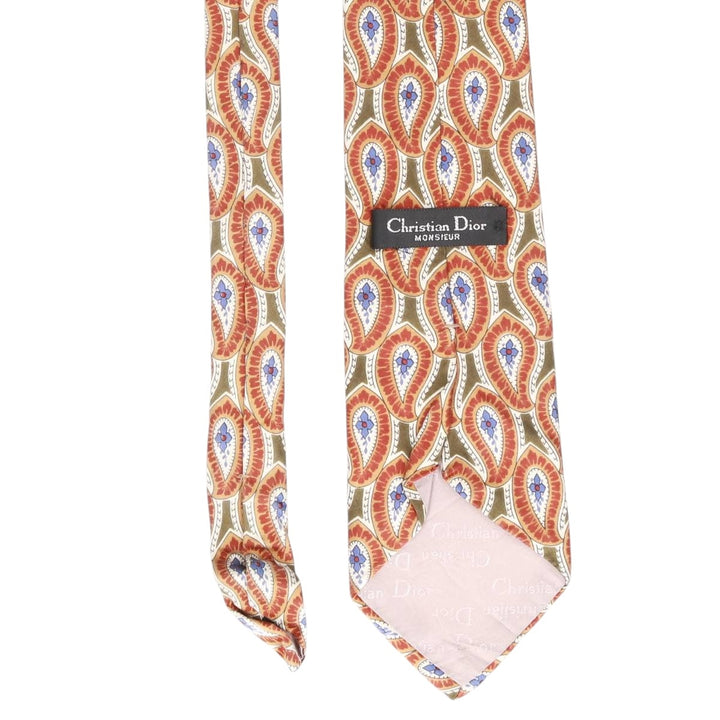 Christian Dior MONSIEUR all-over print tie, made in the USA silk brown type Vintage Second Hand
