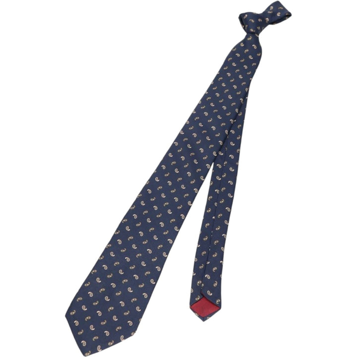 HARDY AMIES All-Over Paisley Pattern Tie silk navy blue type Vintage Second Hand