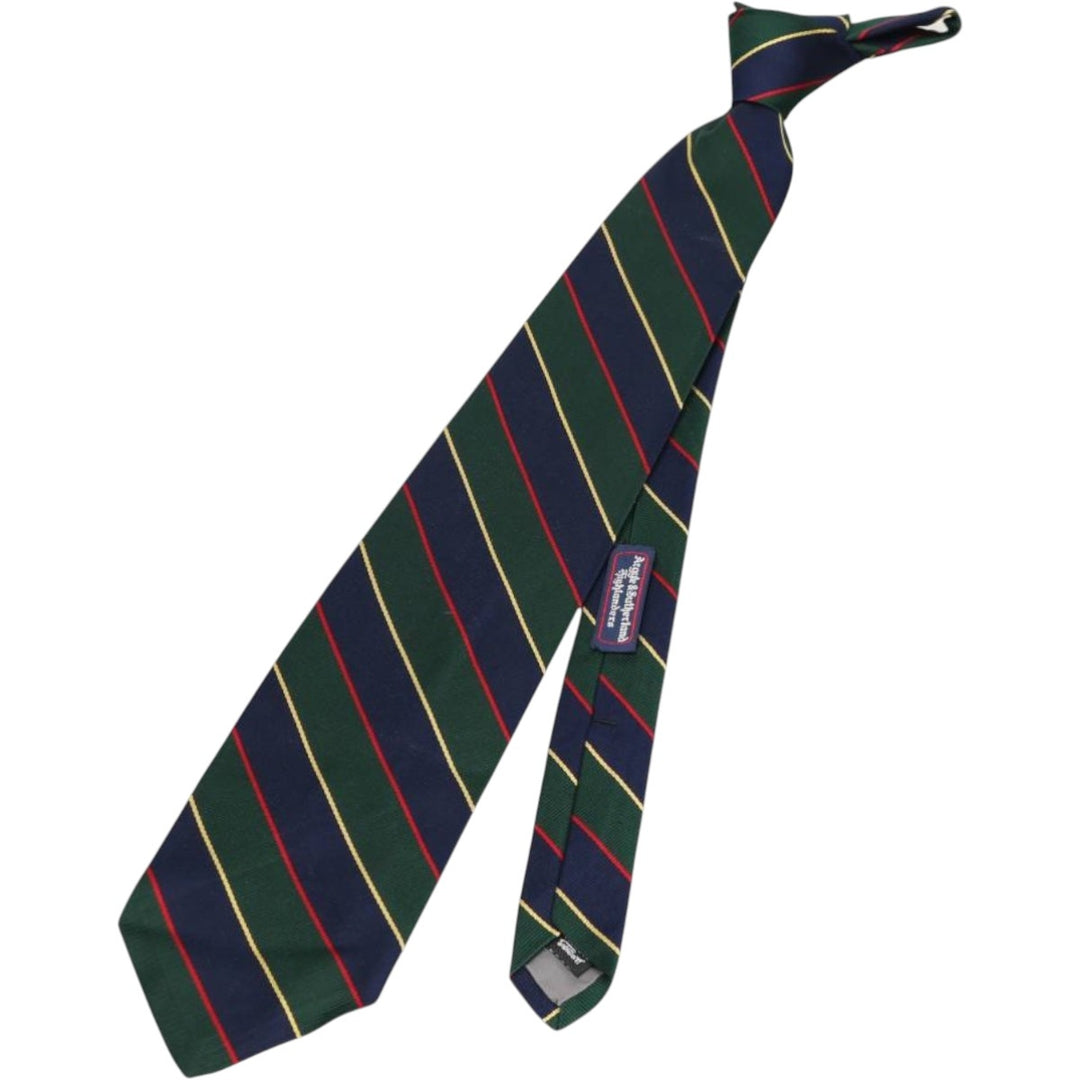 ROBERT TALBOTT Stripe Pattern Tie Made in USA silk green type Vintage Second Hand