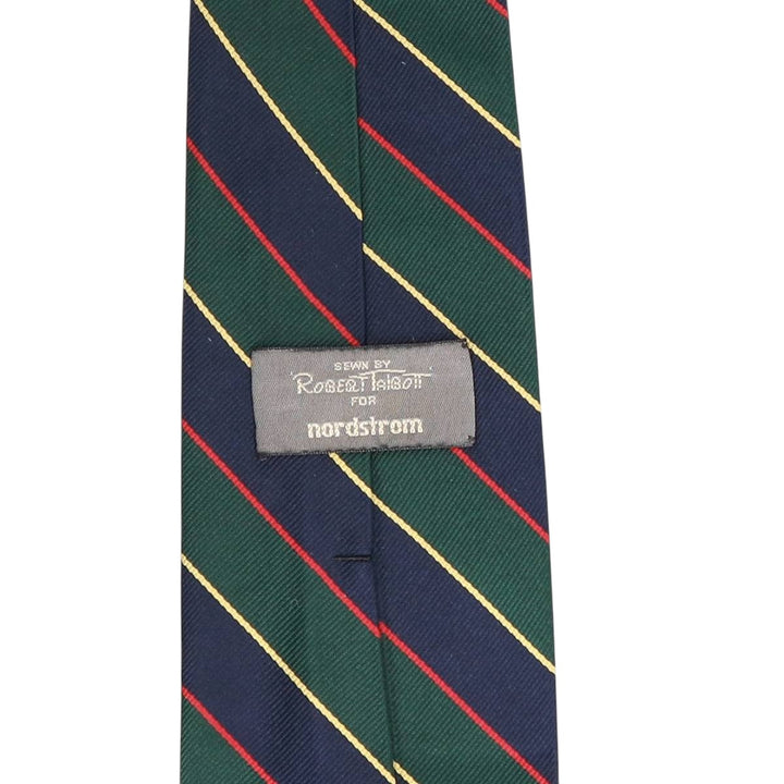 ROBERT TALBOTT Stripe Pattern Tie Made in USA silk green type Vintage Second Hand