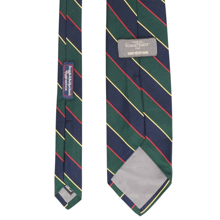 ROBERT TALBOTT Stripe Pattern Tie Made in USA silk green type Vintage Second Hand