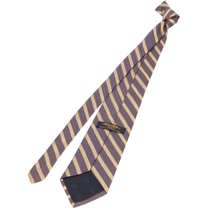 Brooks Brothers MAKERS Stripe Pattern Tie, Made in USA silk Purple type blue-purple Vintage Second Hand