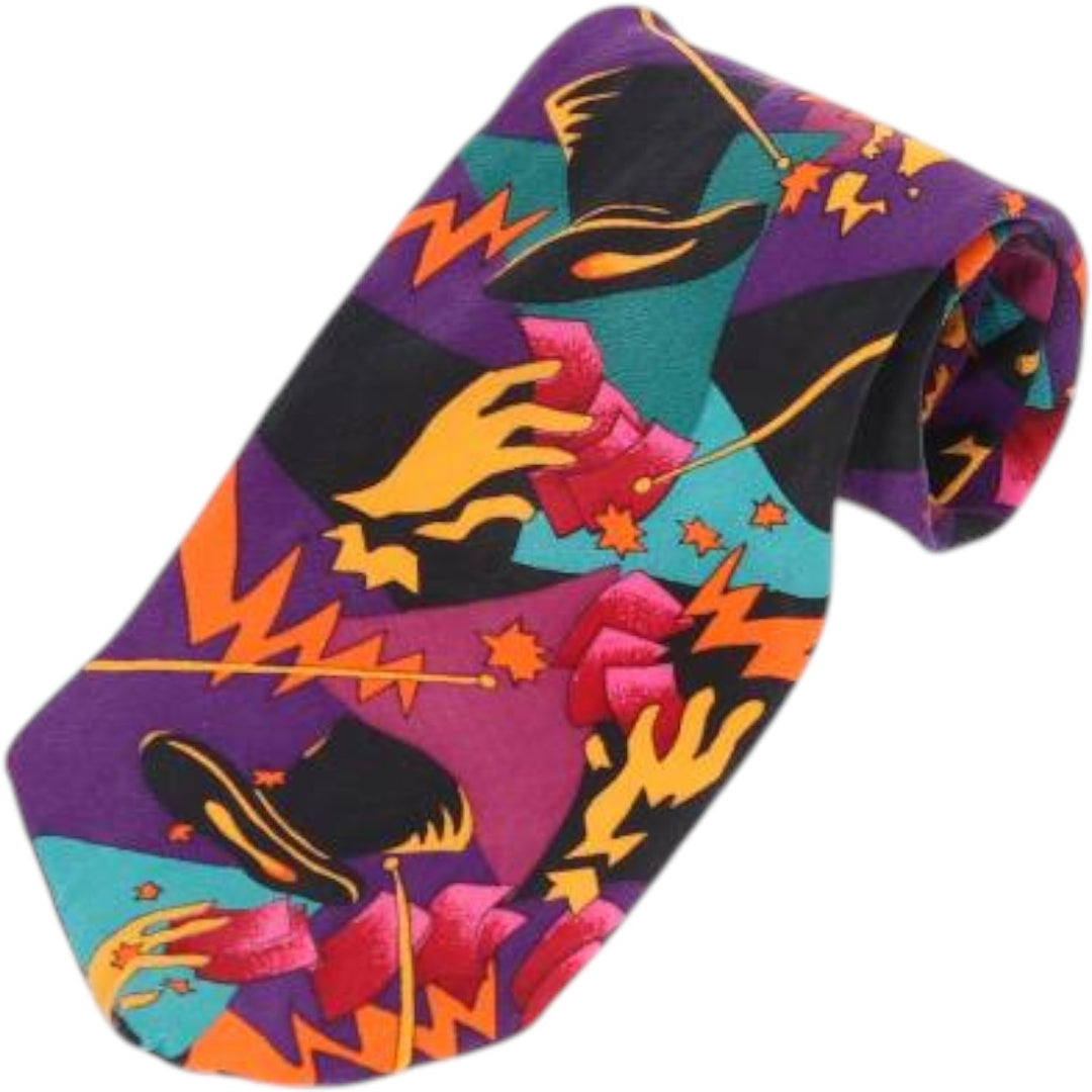 90'S Manhattan THE BEATLES Band All-Over Print Tie, Made in USA, Vintage silk purple type Vintage Second Hand