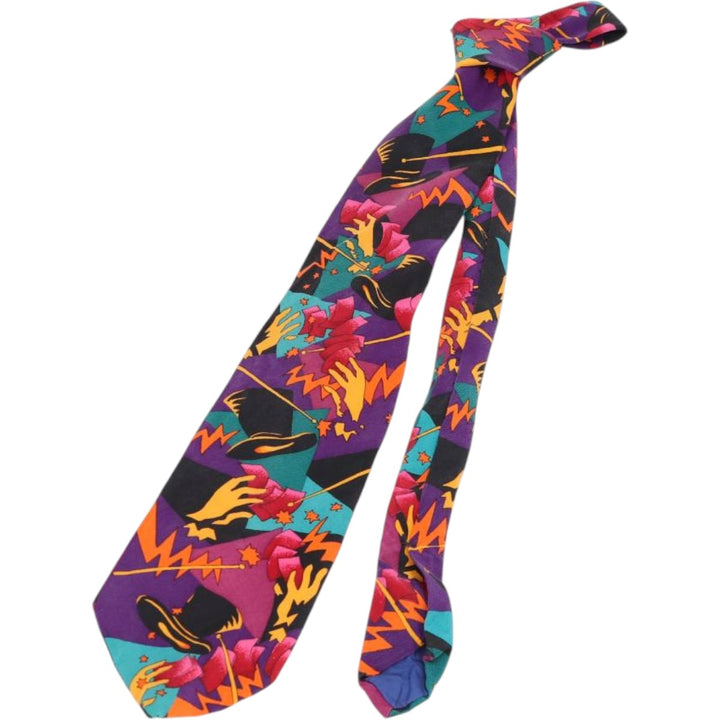 90'S Manhattan THE BEATLES Band All-Over Print Tie, Made in USA, Vintage silk purple type Vintage Second Hand