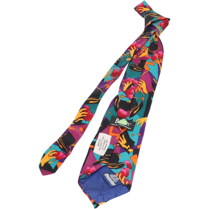 90'S Manhattan THE BEATLES Band All-Over Print Tie, Made in USA, Vintage silk purple type Vintage Second Hand