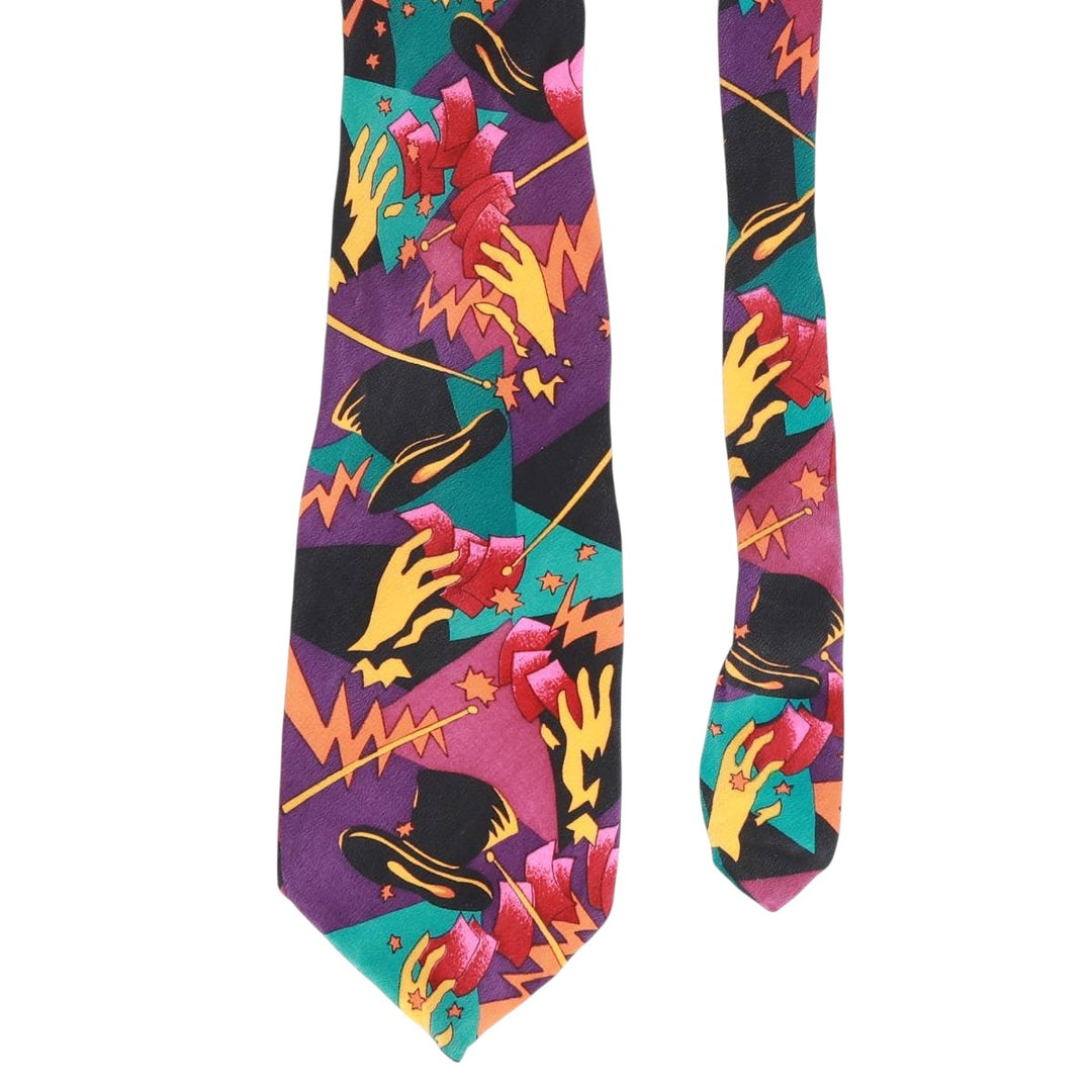 90'S Manhattan THE BEATLES Band All-Over Print Tie, Made in USA, Vintage silk purple type Vintage Second Hand