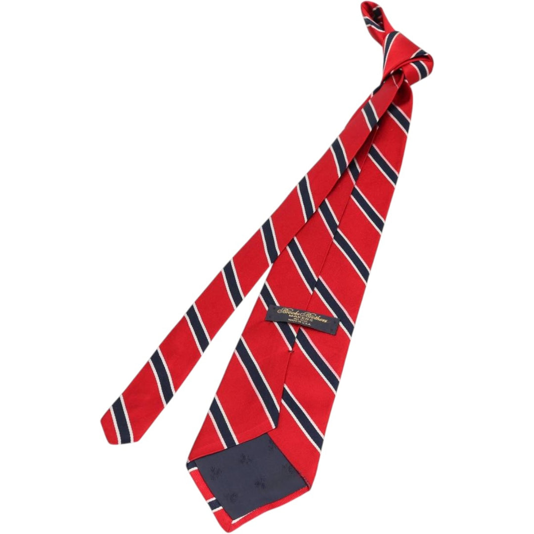 Brooks Brothers MAKERS Stripe Pattern Tie, Made in USA silk red type Vintage Second Hand