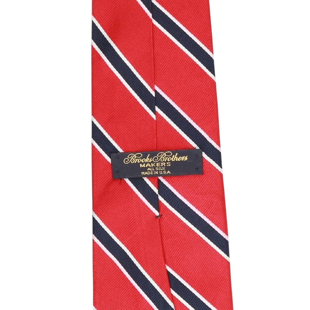 Brooks Brothers MAKERS Stripe Pattern Tie, Made in USA silk red type Vintage Second Hand