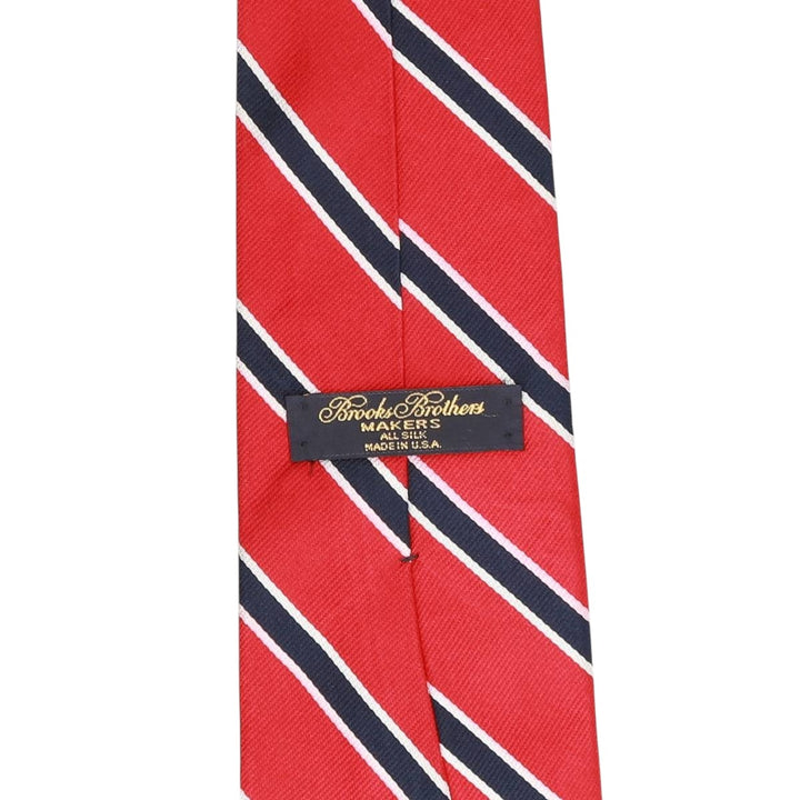 Brooks Brothers MAKERS Stripe Pattern Tie, Made in USA silk red type Vintage Second Hand