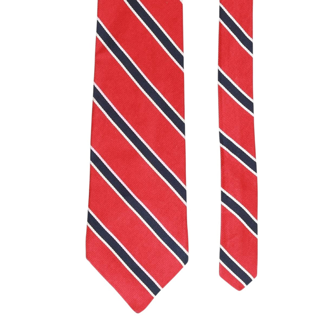 Brooks Brothers MAKERS Stripe Pattern Tie, Made in USA silk red type Vintage Second Hand