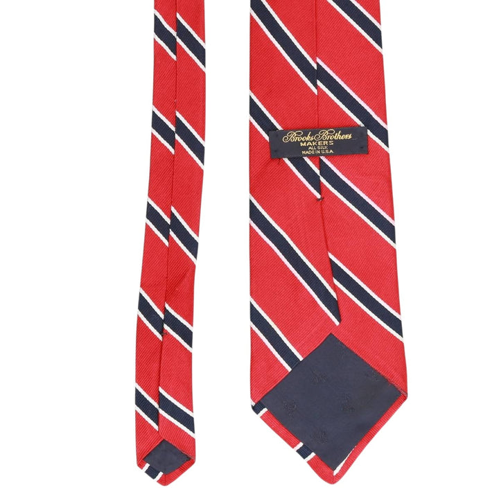 Brooks Brothers MAKERS Stripe Pattern Tie, Made in USA silk red type Vintage Second Hand
