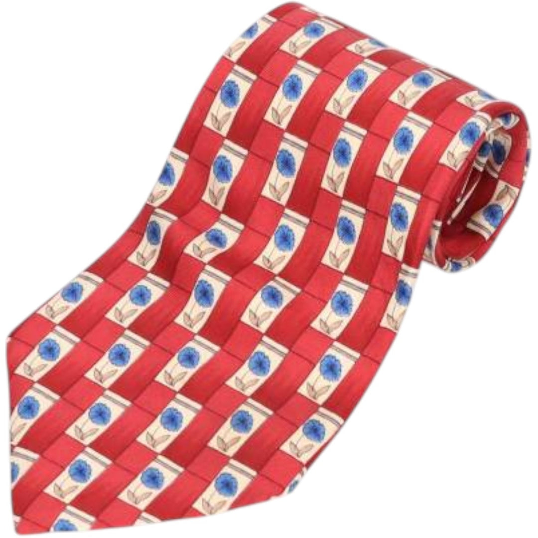 Christian Dior CRAVATE all-over floral print tie, made in Canada silk burgundy type Vintage Second Hand