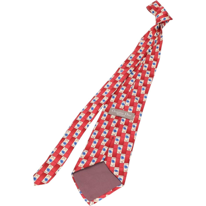 Christian Dior CRAVATE all-over floral print tie, made in Canada silk burgundy type Vintage Second Hand