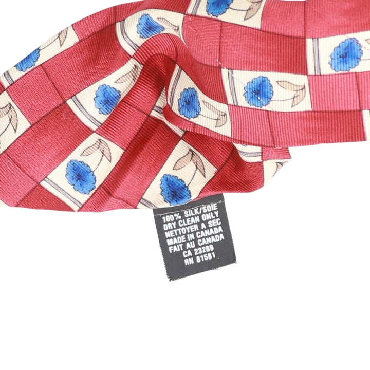 Christian Dior CRAVATE all-over floral print tie, made in Canada silk burgundy type Vintage Second Hand